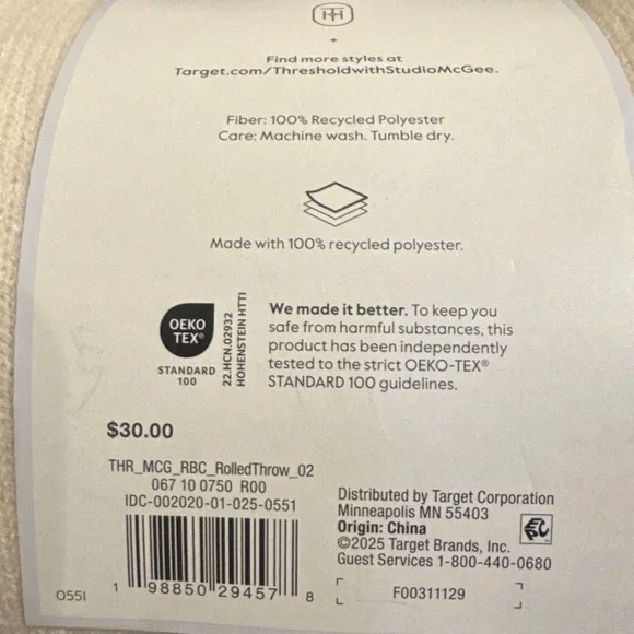 Threshold Cream Throw Studio McGee 50" x 60" Wrap Up & Stay Warm - Picture 5 of 5